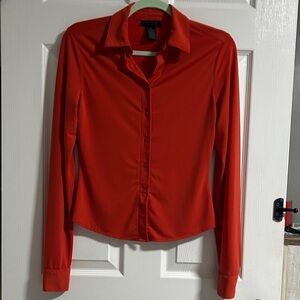 The Limited Women's Vibrant Orange Button-Down Shirt